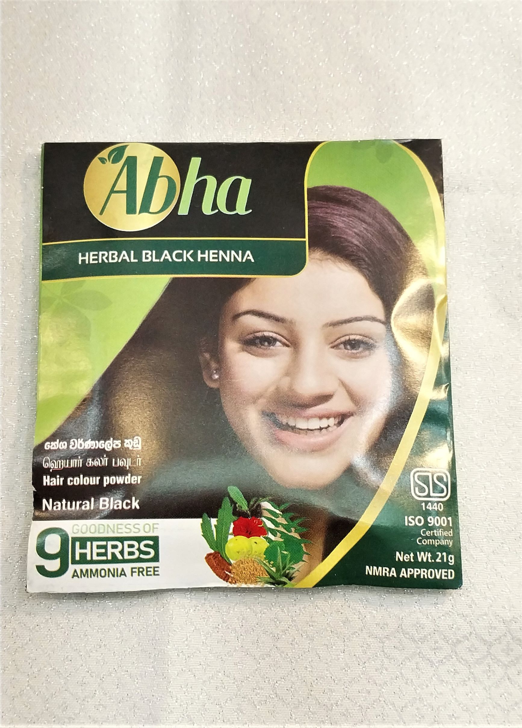 Abha Herbal Black Henna Hair Color Powder No Ammonia Natural Black 21gx6 Units Shophere 